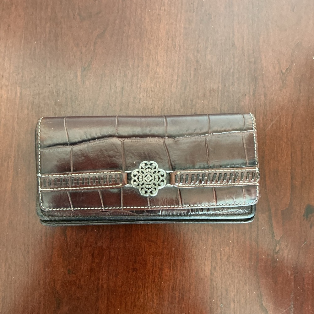 Brighton Vintage Katrina Brown Croc-Embossed Bifold Wallet